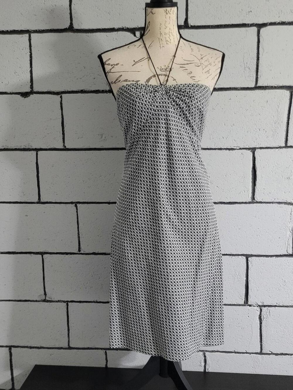 LOFT Strapless Black & White Patterned Summer Dress Sz 10P